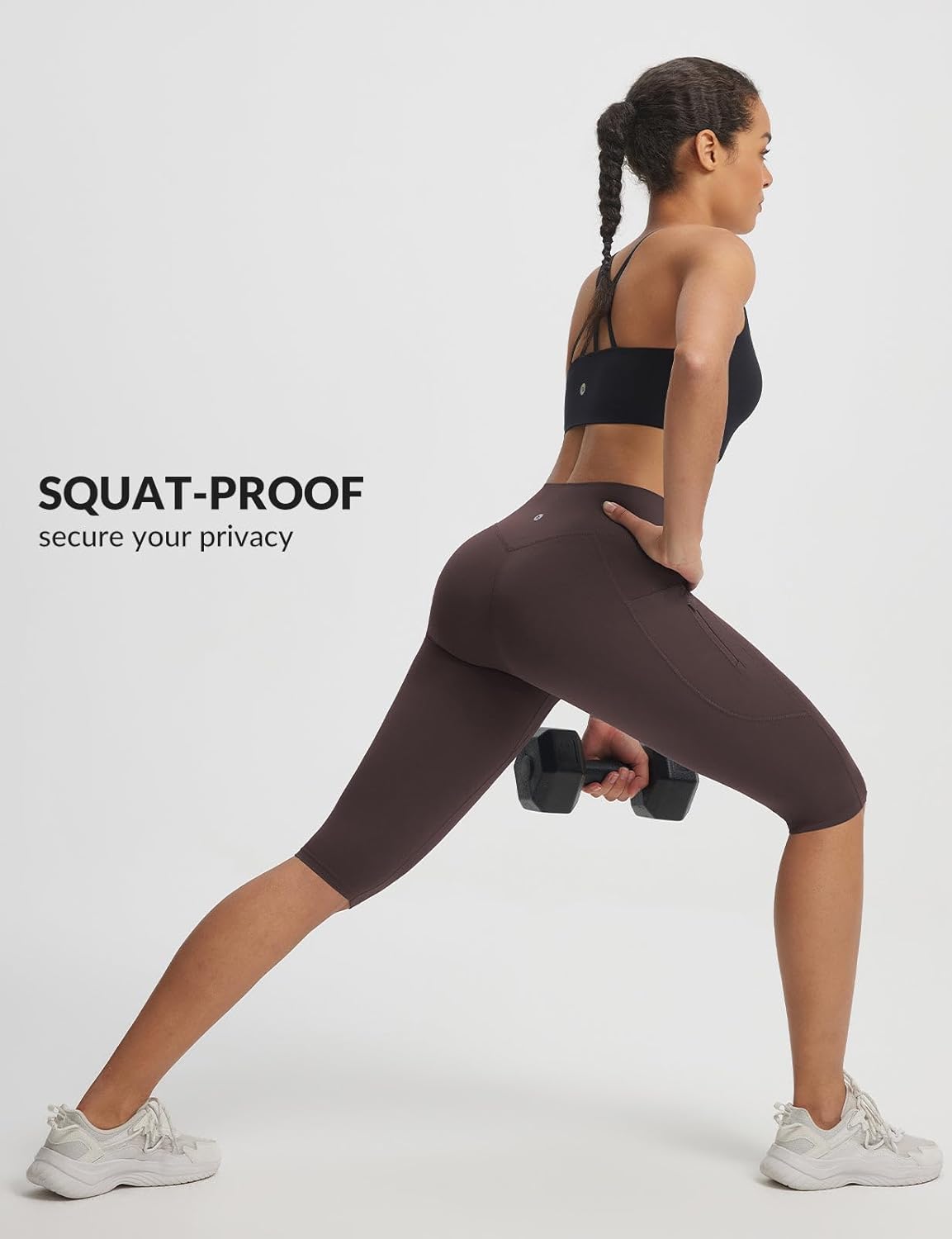 baleaf Womens Knee Length Capri Leggings with 3 Pockets Yoga Capri Pants High Waisted Summer Casual Wokrout - Image 7