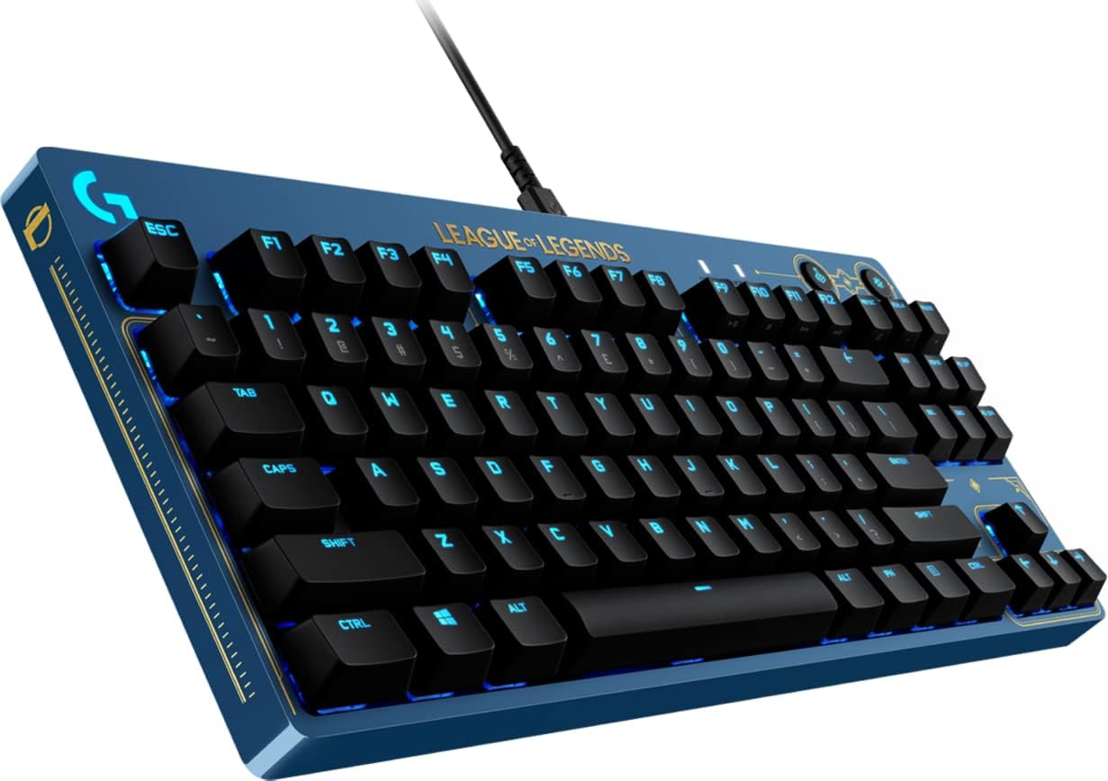 Logitech G Pro Mechanical Gaming Keyboard Ultra Portable Tenkeyless Design, Detachable Usb Cable, Lightsync Rgb Backlit Keys, Official League Of Legends Edition, Graphite, 920-010537