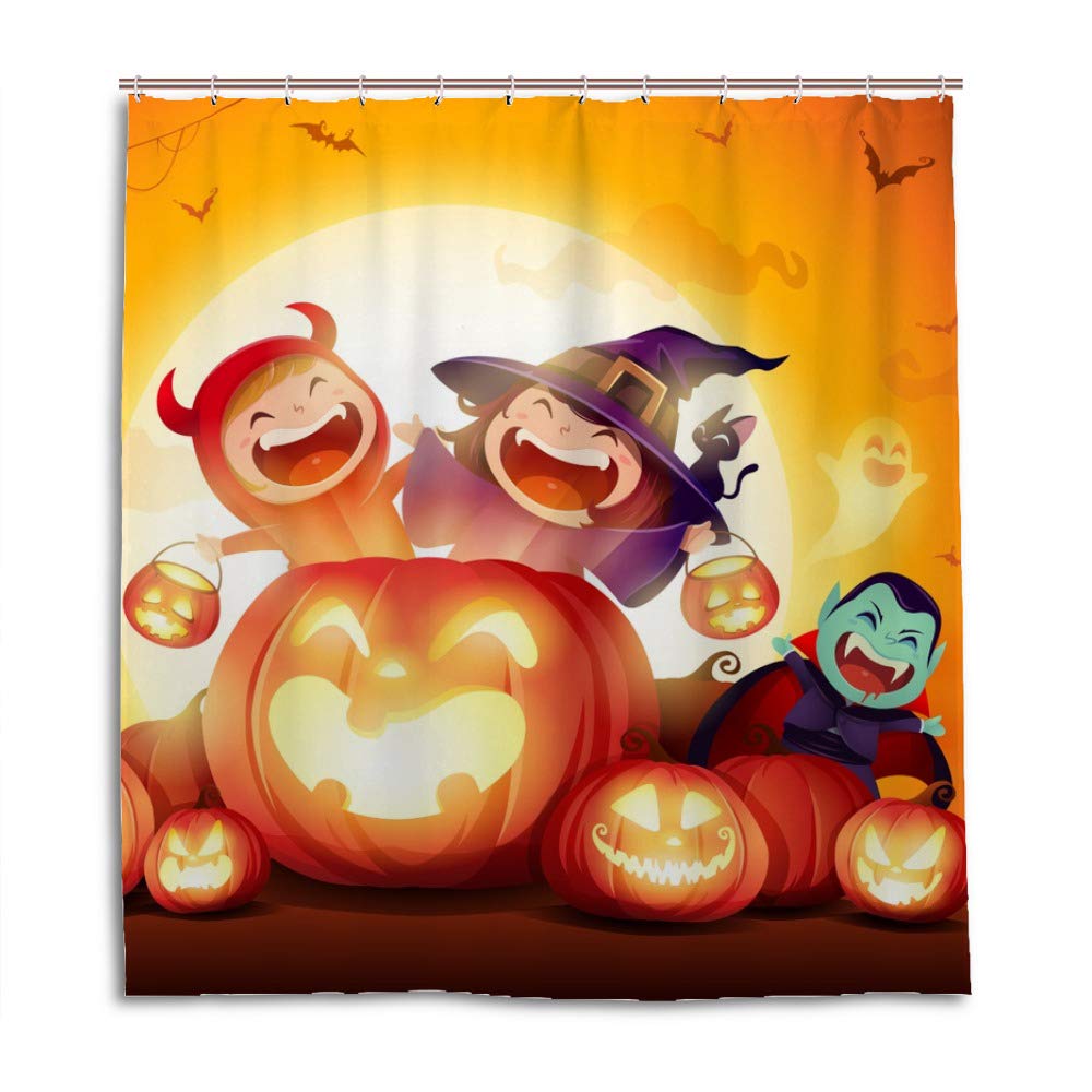 Rideau de douche imperméable en tissu pour salle de bain Halloween 60x72 inch motif 3