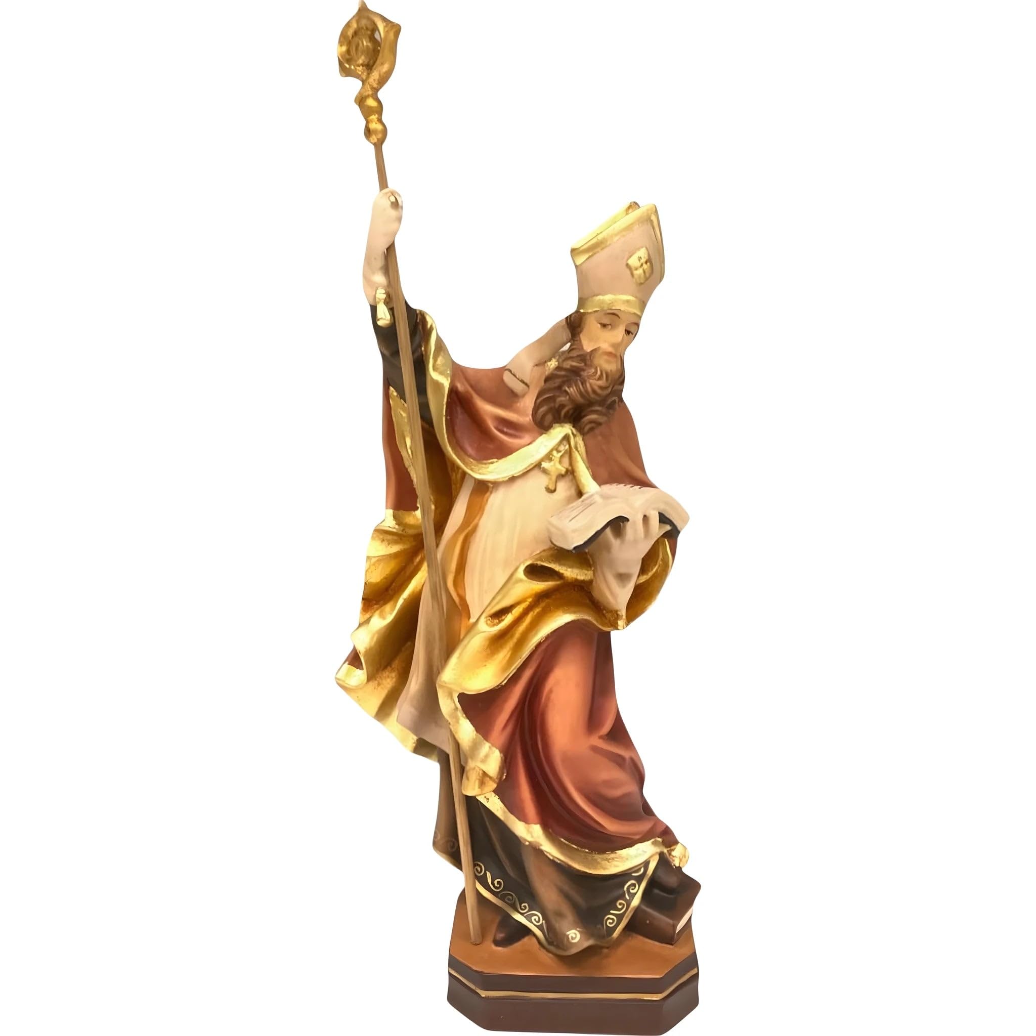 Dolfi rzeźba z drewna św. Domicjana 40 cm | Ręcznie barwione drewno w Val Gardena | Figurka szopka