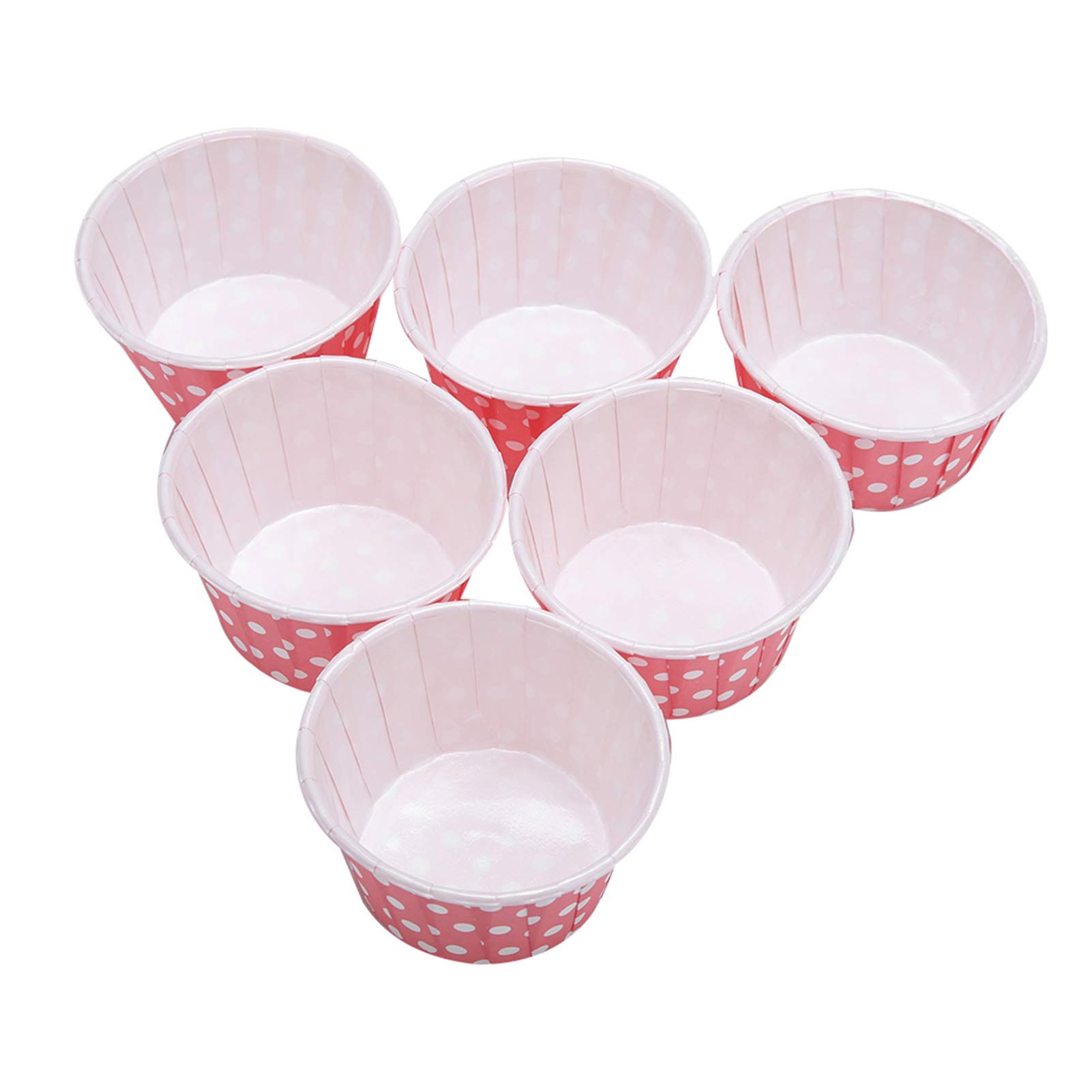 Mini Cupcake Liners Paper Round Cake Baking Cups Colorful Dot Pattern Muffin Cases 100Pcs(Pink)