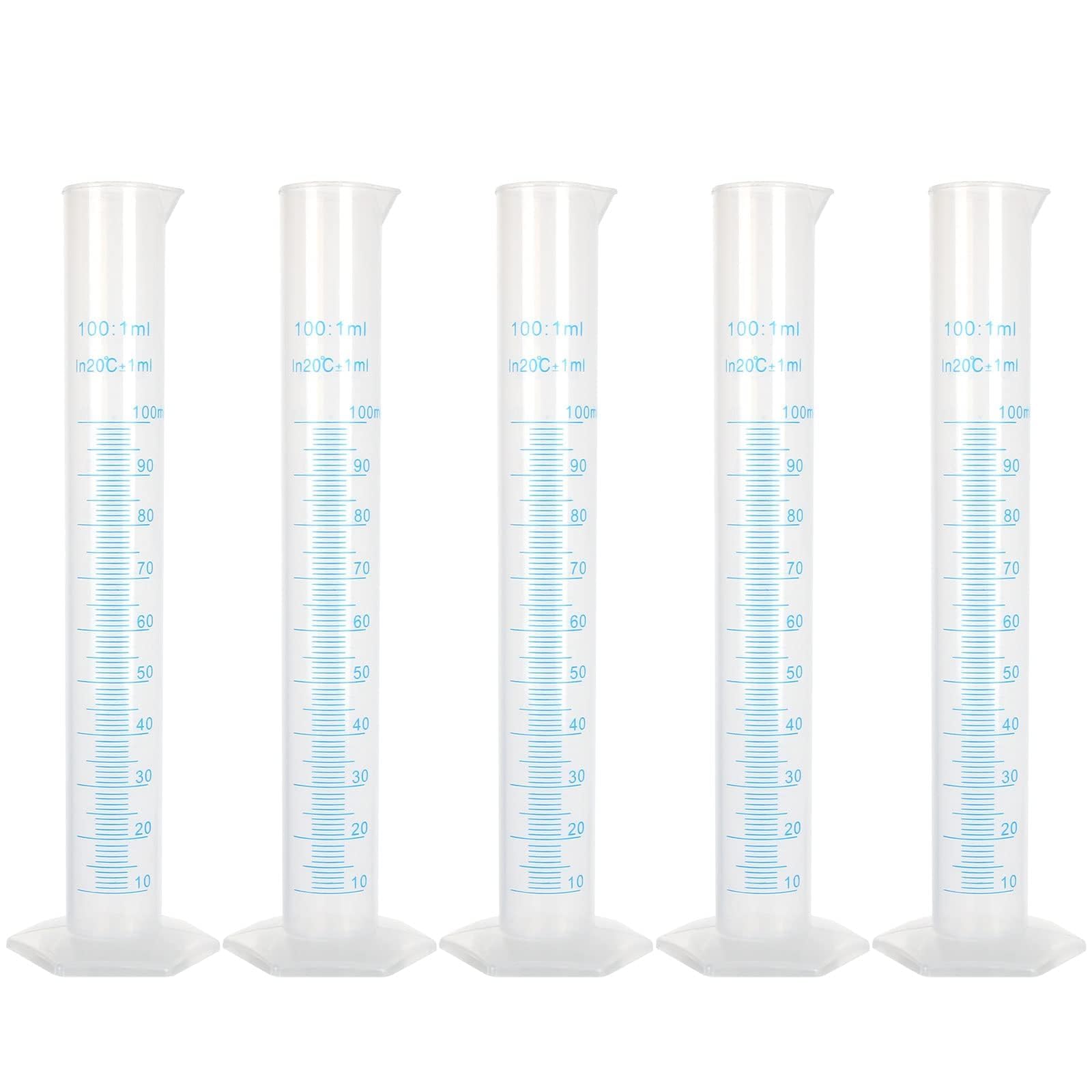 10er Pack 100 ml Messzylinder aus Kunststoff, langlebiger Labor-Reagenzglaskolben, Messzylinder