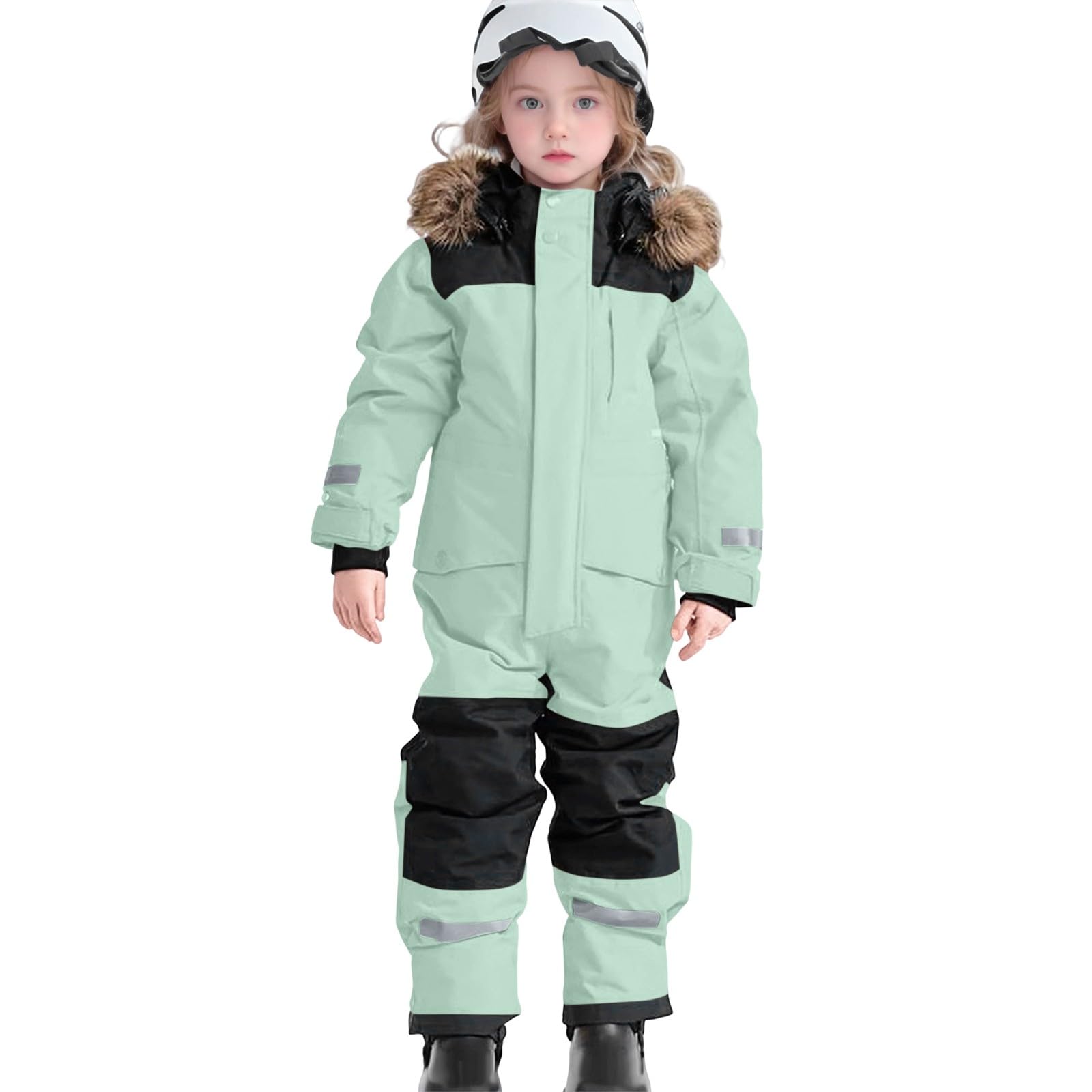 Traje de nieve impermeable para niños, overol de esquí de una pieza, traje de nieve con forro polar para niñas y niños, chaqueta de esquí con capucha para exteriores, traje de softshell