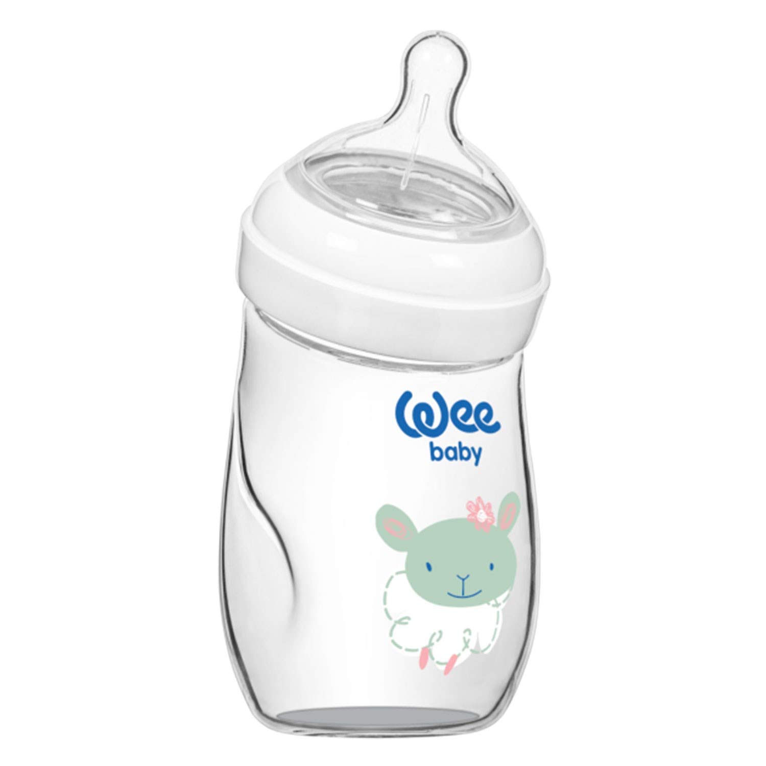 Wee BabyNatural Curved Glass Feeding Bottle, 180 ml Capacity 0-6m