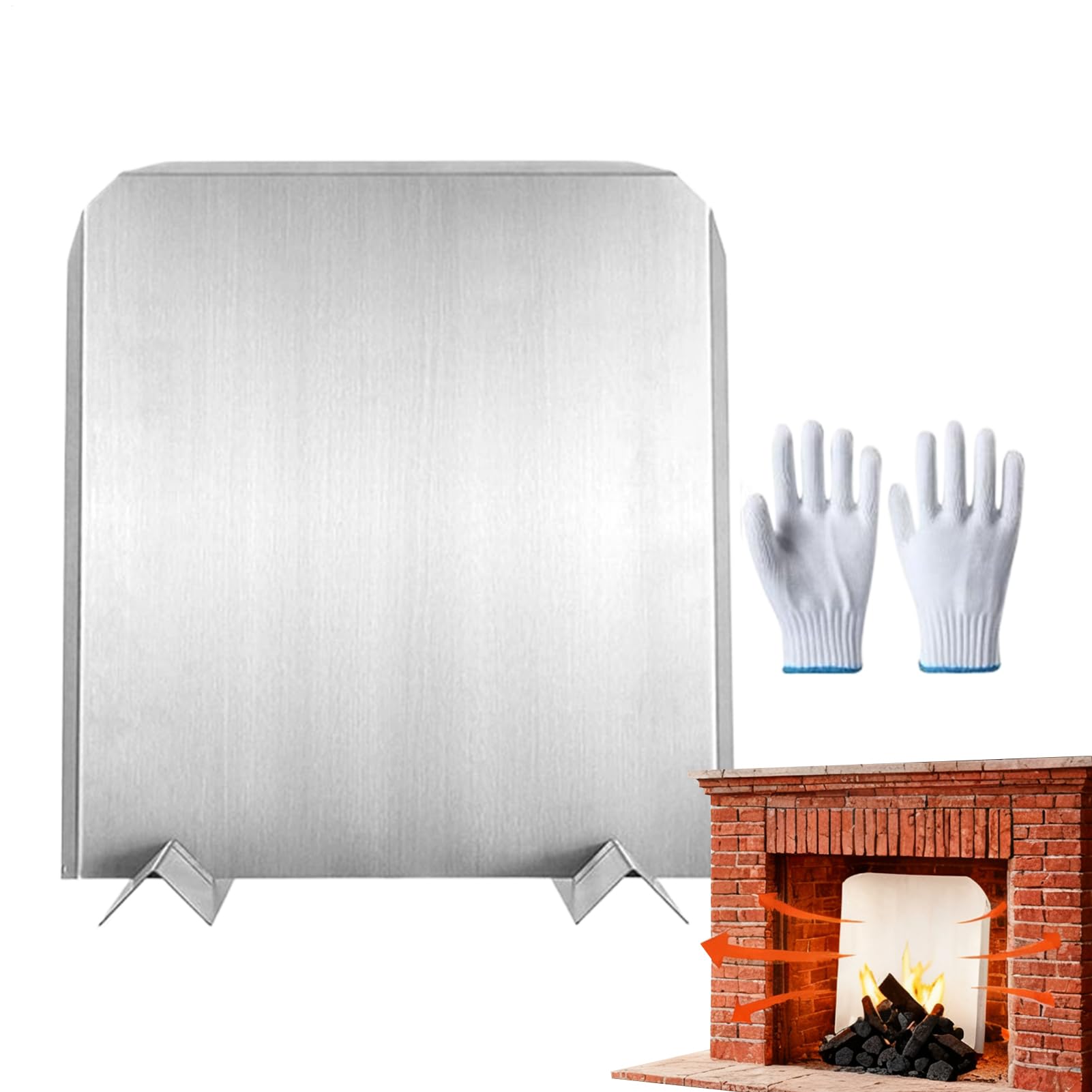 Pannello in metallo per camino, con piedini, riflettono il calore, in acciaio inox, per villa, soggiorno, sala da pranzo, studio, bar, appartamento, casa vacanze