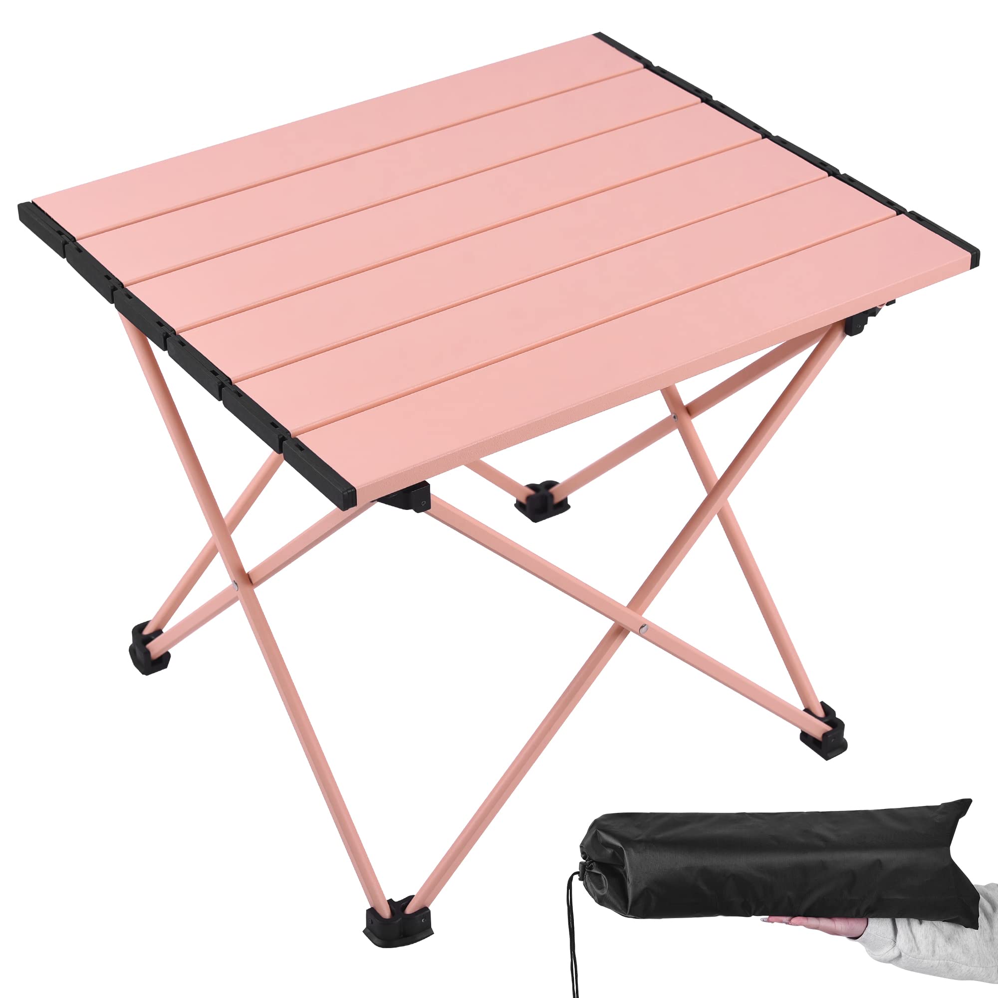 Grope Portable Camping Table with Aluminum Table Top, Folding Beach Table Easy to Carry, Prefect for Outdoor, Picnic, BBQ, Cooking, Festival, Beach,