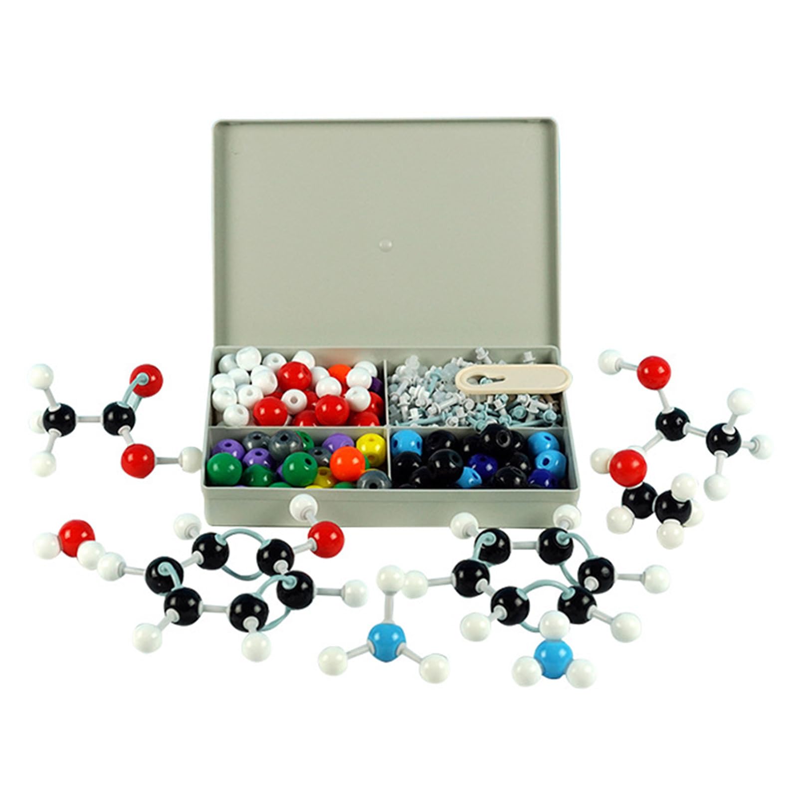 Ldbuejiaja 240Pcs Molecular Model Kit Inorganic and Organic Chemistry Scientific Atoms Molecular Models Color-Coded Atoms for Kid Molecular Model Kit Organic Chemistry Set