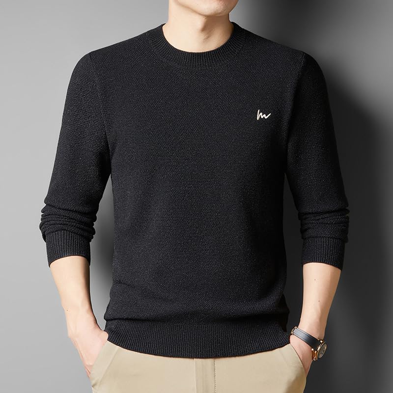 Men's Autumn and Winter Round Neck Long Sleeve Leisure Knitted Sweater Pullover Thickened Warm Sweater2