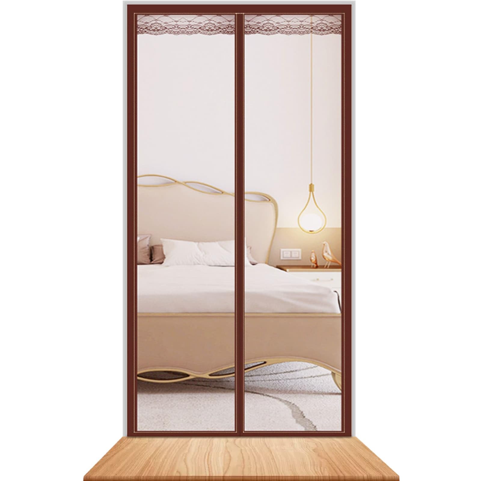 Magnetic Fly Screen Door 90×210cm, Magnetic Door Curtain with Fixed Buckle, Heavy Bug Proof Mesh Anti-Mosquito Curtain, No Need to Drill (Brown)