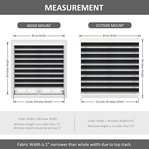 Miniatura 5 de LUCKUP Persianas enrollables sin cordones de cebra para ventana, de doble capa, traslúcidas con control de luz, cenefa y privacidad para día y