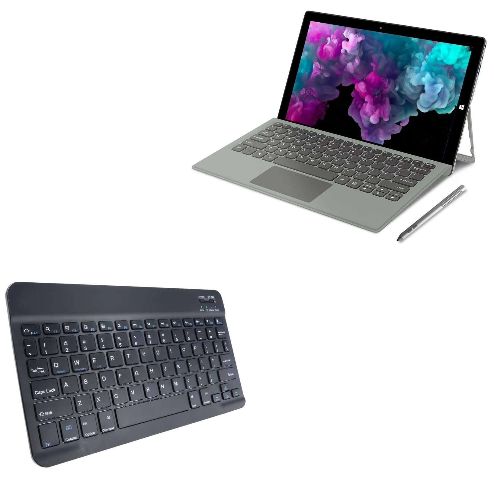 BoxWave Keyboard Compatible with Jumper EZpad Go Tablet - SlimKeys Bluetooth Keyboard, Portable Thin with Chiclet-Style Keys - Jet Black