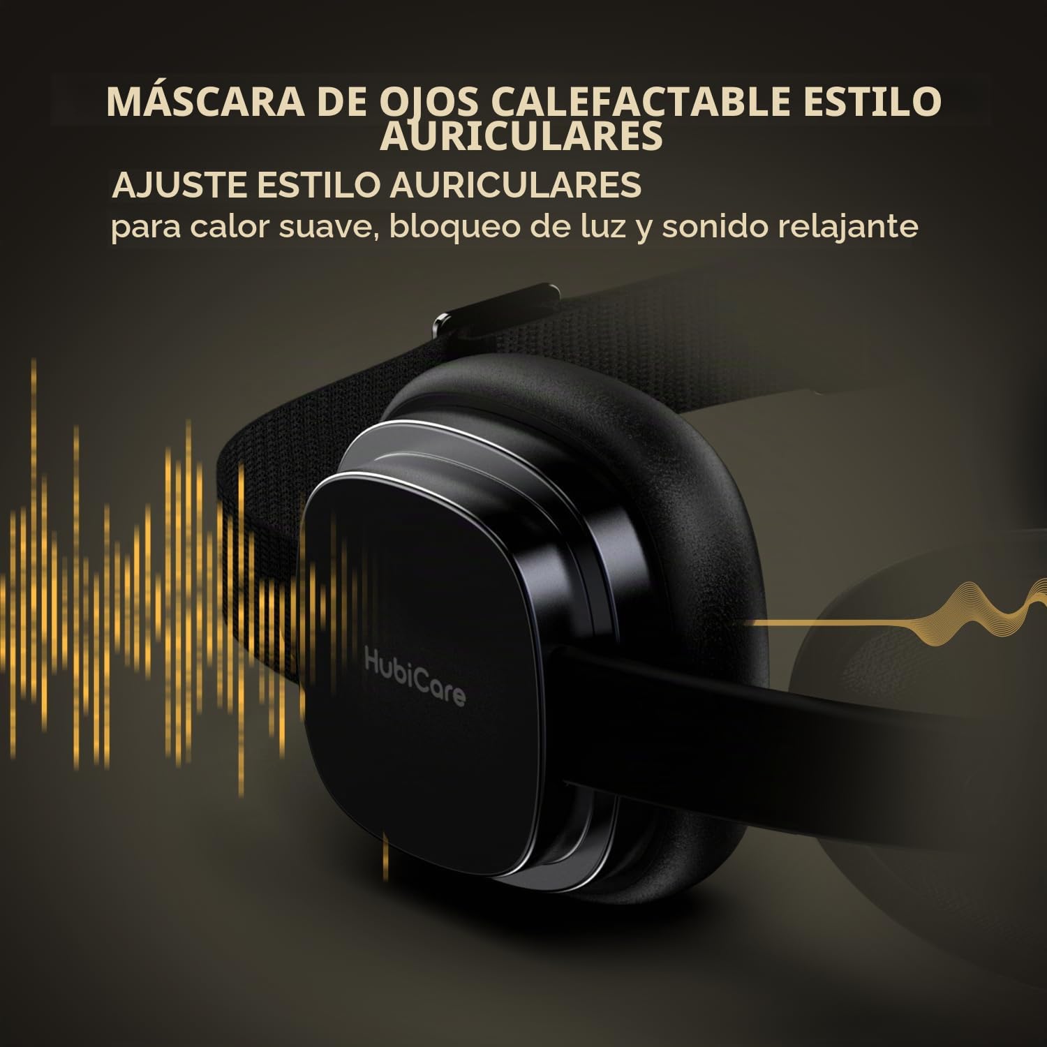 HubiCare - Máscara antiruido para los ojos con terapia de calor y música Bluetooth, auriculares para concentrarse, relajarse, dormir mejor, meditar y aliviar la tensión (Negro)