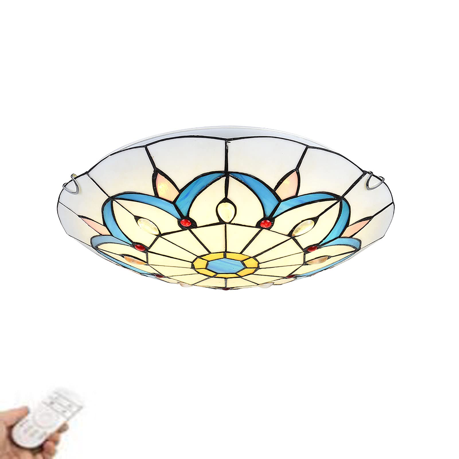 HPTHLY Mediterranean Ceiling Lights,Led Round Tiffany Ceiling Lights,Bedroom Lights,Living Room Lights,Dining Room Lights,Kitchen Lights,Corridor Lights,Aisle Lights-T(Has No Polar Dimming-30 * 8Cm)