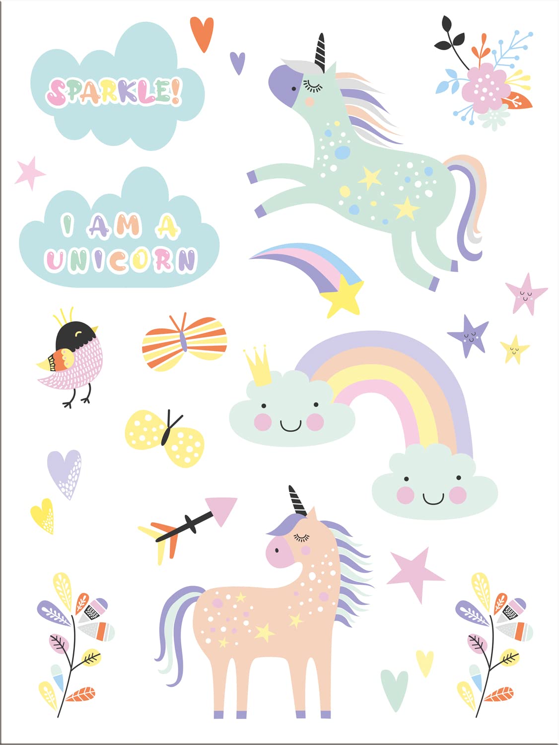 Folat 68361 Tattoos Unicorns & Rainbows, Multi-Colour