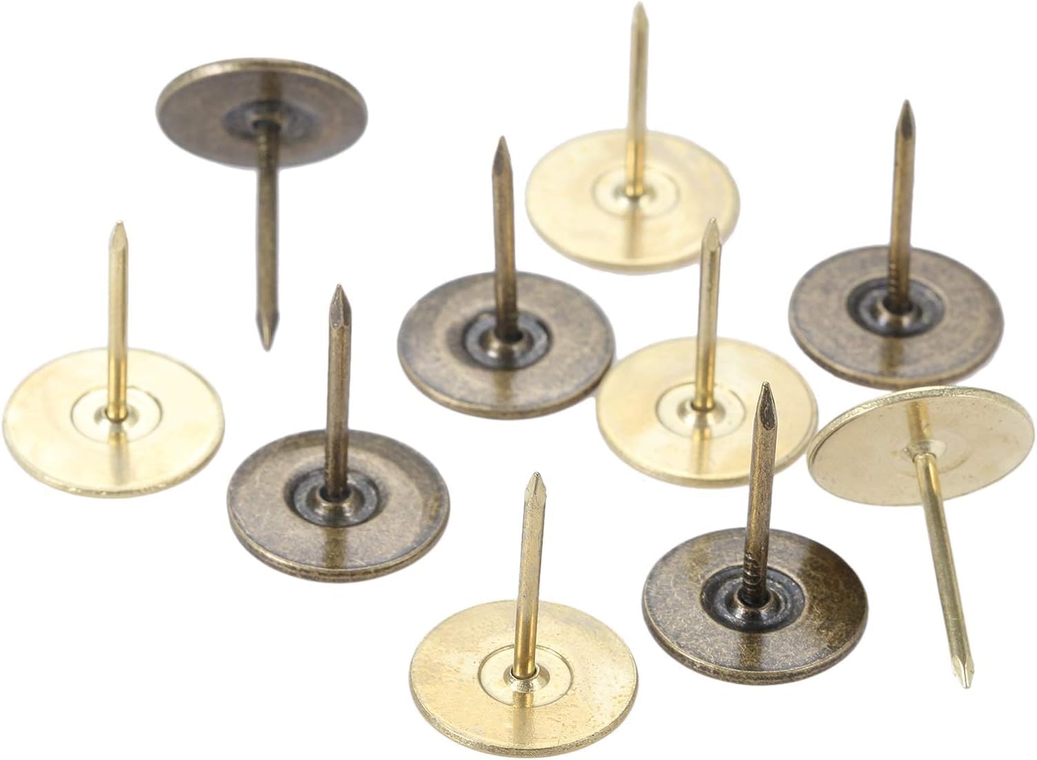 Tachuelas de tapicería, Caja de Madera de Metal for Muebles, 10 Uds., 15x19mm, Clavos de Cabeza Plana, Tachuelas Decorativas, Pasador de Bronce Antiguo/Oro(Gold)