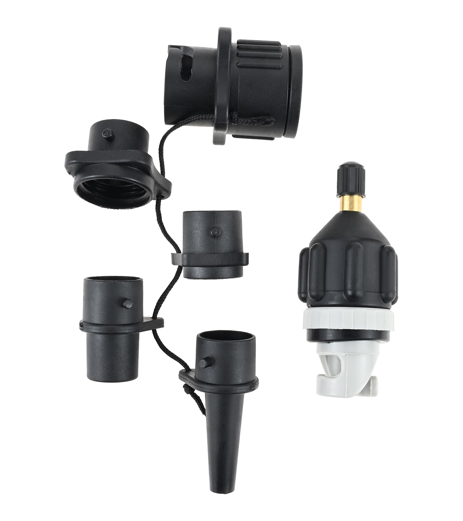 SURIEEN SUP Pump Adapter, Multifunction Air Valve Converter with 4 Nozzle for Kayak, Paddle Board, Canoe, Inflatable Boat, Dinghy, Air Mattress