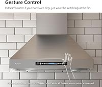 Vista 3 de IKTCH Campana extractora de montaje en pared de 30 pulgadas 900 CFM convertible, ventilación de chimenea de cocina de acero inoxidable con sensor