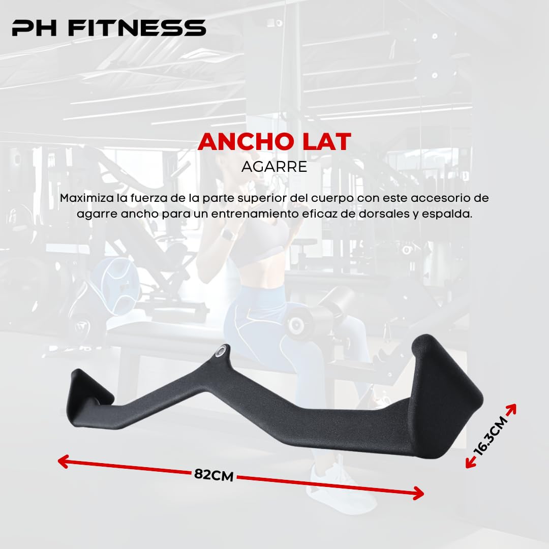 PH Fitness Set de Accesorios Multi Grip [5 Agarre] – Mangos Versátiles para Lat Pulley y Remo – Barra Ajustable con Antideslizante de Espuma – Ideal para Gimnasio en Casa y Entrenamiento de Fuerza