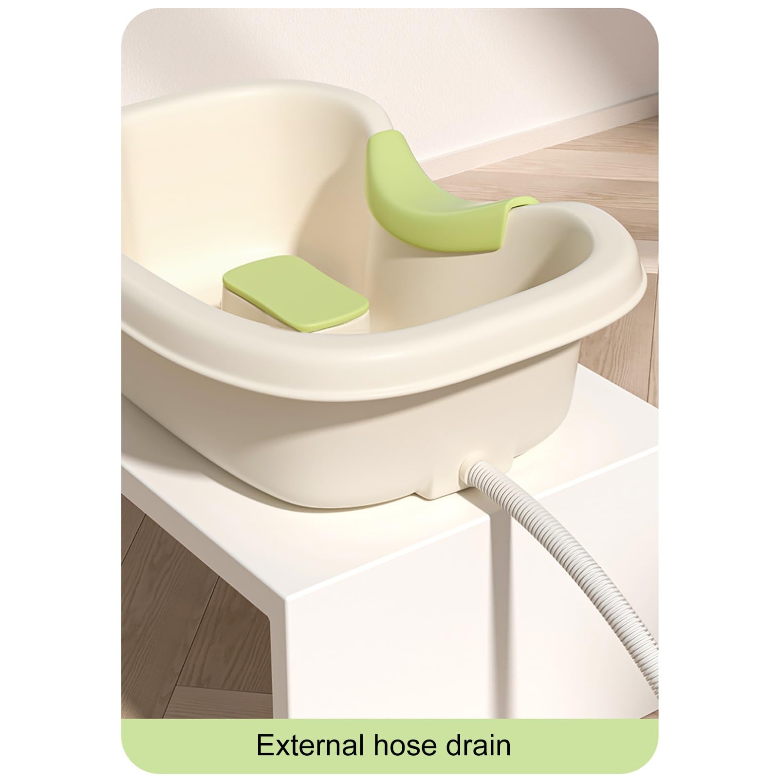 Lavacabezas Portátil con Soporte para el Cuello y Manguera de Drenaje, Fregadero Portatil para Niños, Ancianos y Embarazadas(Pink)