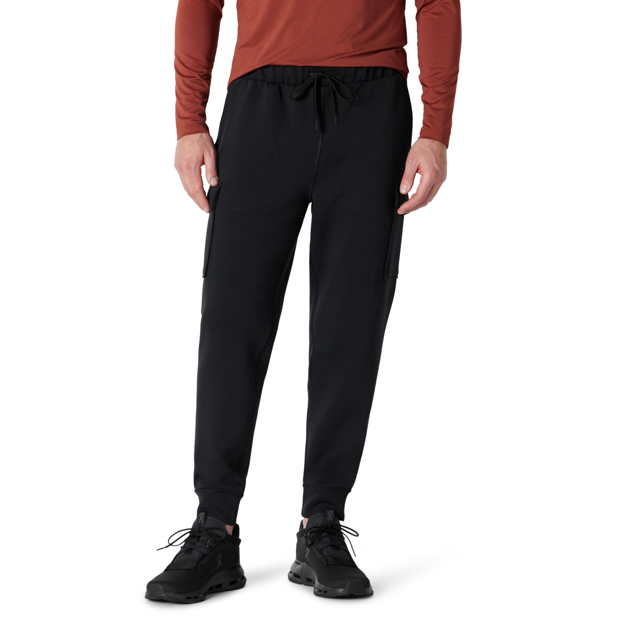 Amazon Essentials Men's Active Sweat Relaxed-Fit Cargo Joggers with Pockets, Black, XXL