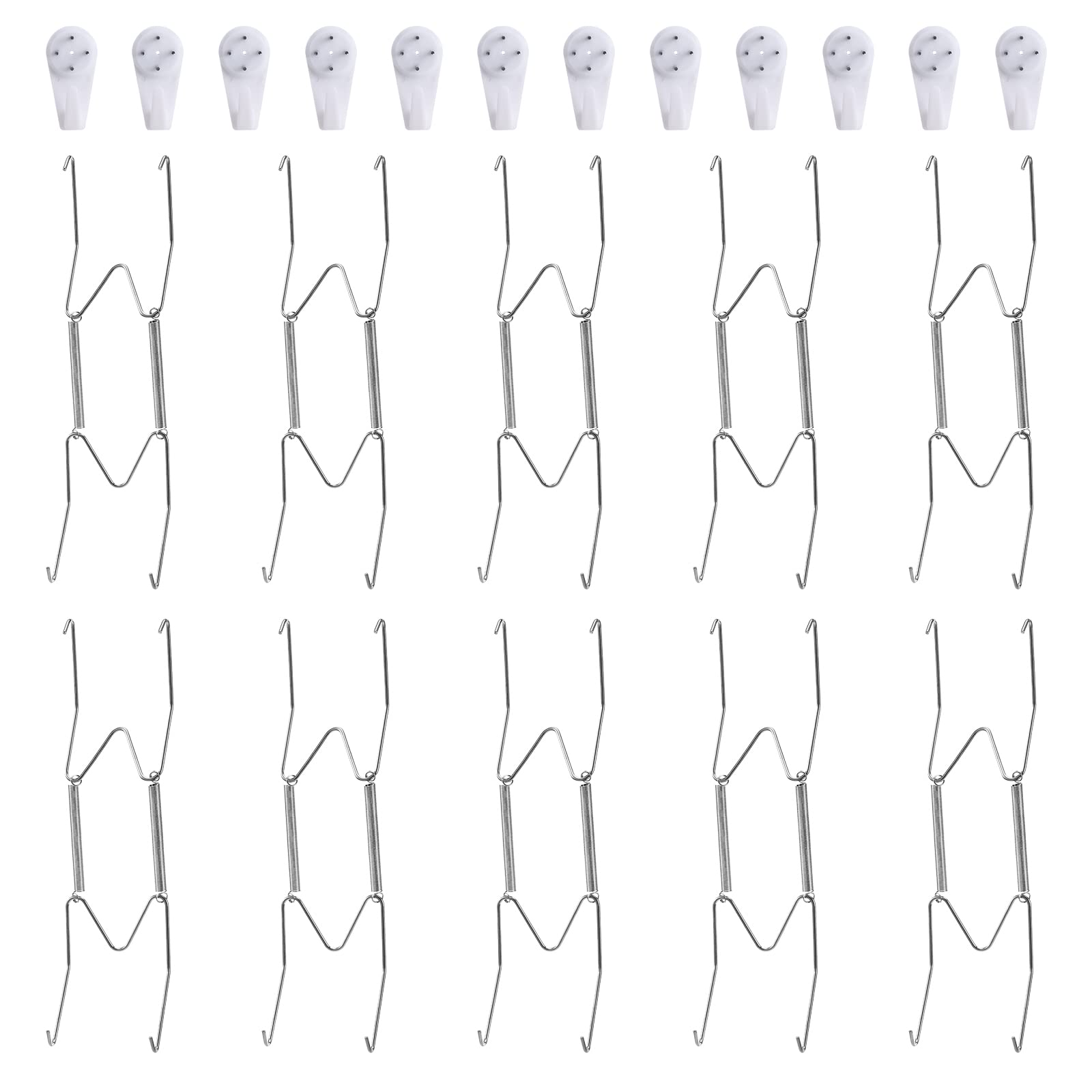 10-Piece Stainless Steel Plate Wall Hangers, 8 Inch Invisible Decorative Plate Holders, Comes with 12-Piece Wall Hooks