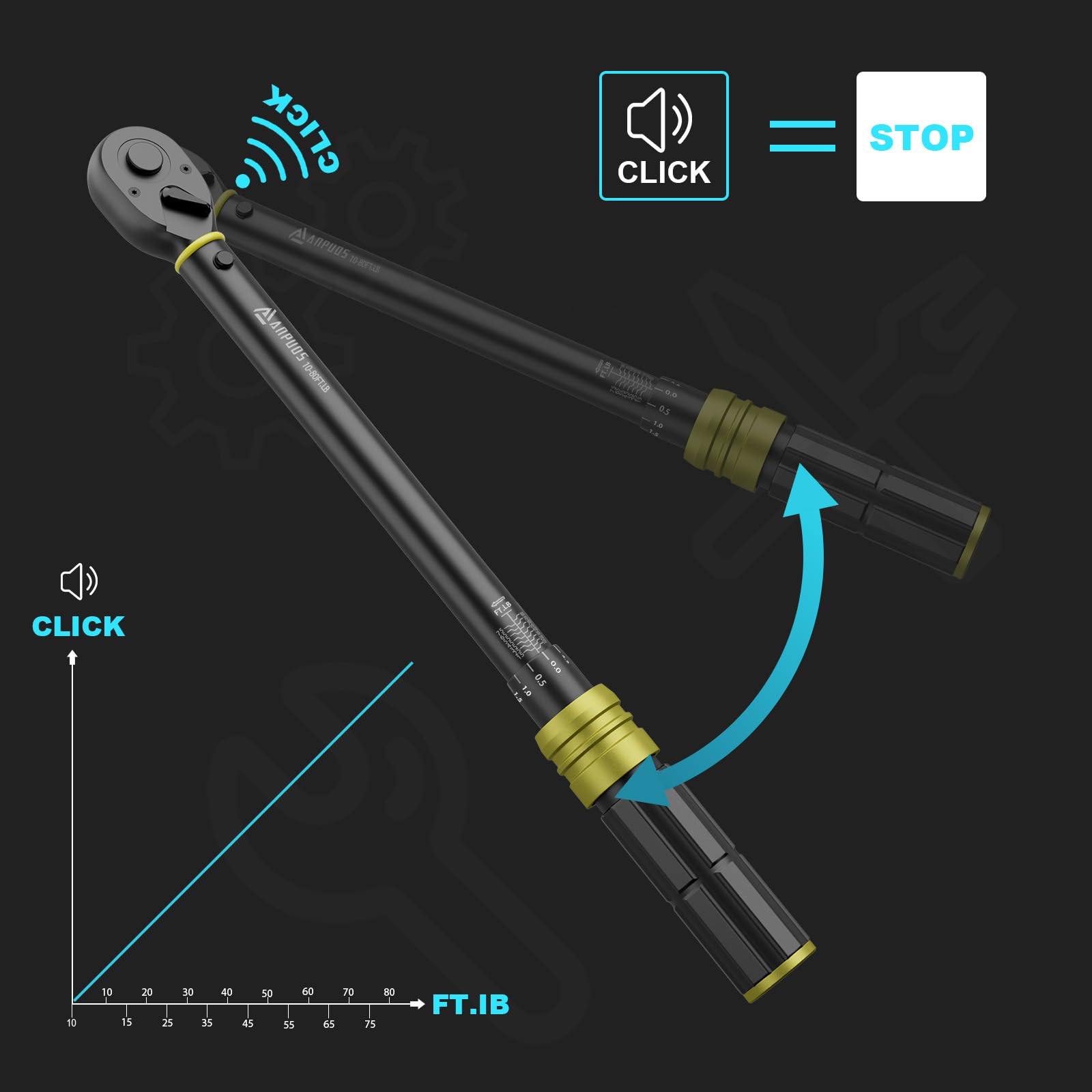 Snapklik.com : ANPUDS 3/8-Inch Drive Click Torque Wrench, 10-80 Ft-Lb ...