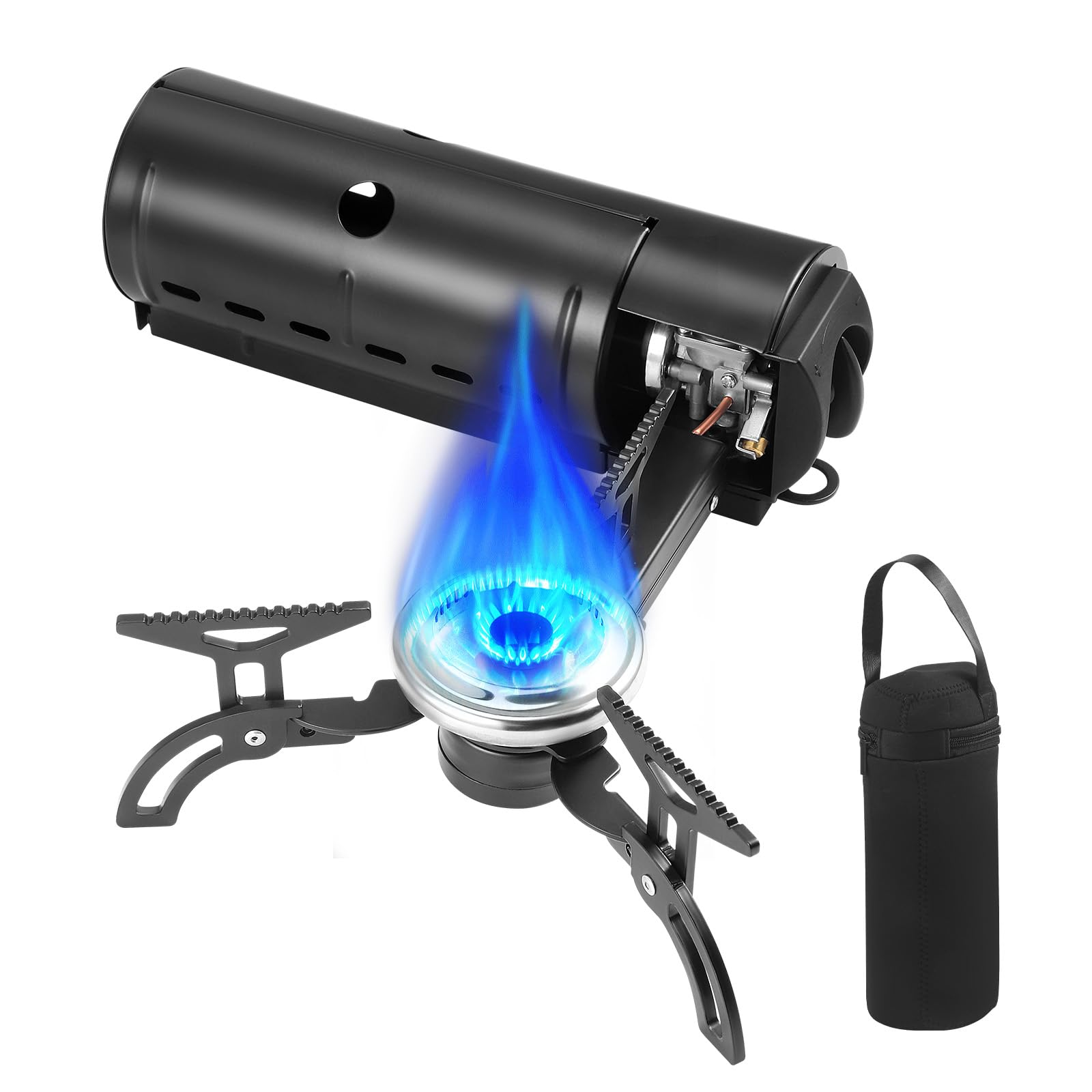Réchaud de camping pliable, 2800 W, réchaud à cassette au butane portable avec sac de rangement, brûleurs à gaz pliables pour camping, pique-nique, randonnée, voyage