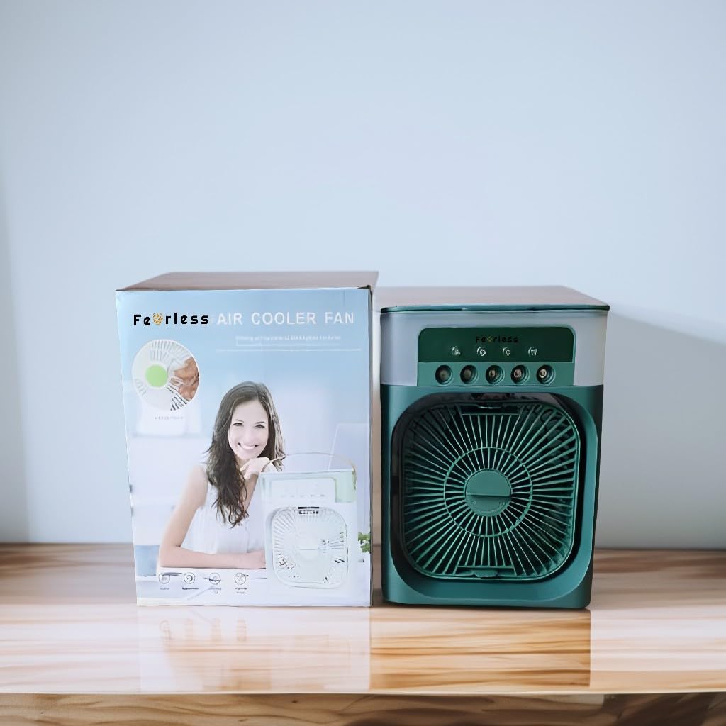 Rechargeable and Portable Mini Air Conditioner | Air Cooler with 700ml Water Tank | USB Cooler with 3 Wind, 5 Mist Vents, 7 Night Light and 1-3H Timer mode | Cooling Fan with 1200 mAh battery (Green)