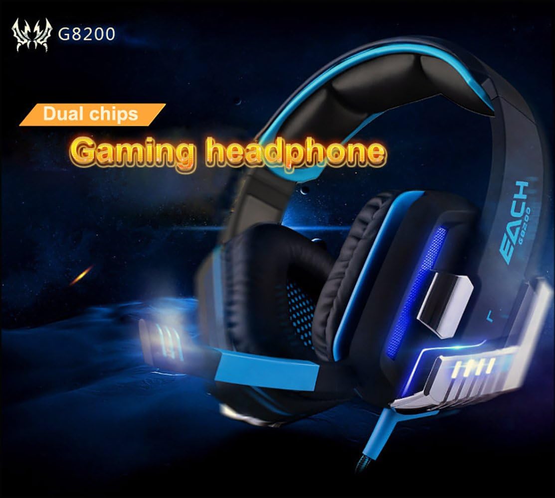 Mugen Power EACH G8200 Gamining Headphone 7.1 Surround USB Vibration Game Headset Headbank Earphone with Mic LED Light for PC Gamer Laptop Desktop