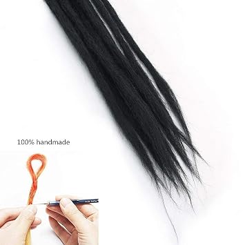 Dreadlock Extensions For Women/Men 20 Inch Synthetic Dreads 12 Strands Handmade Fashion Reggae Locs Hip-Hop Crochet Dreadlocks(1#,Black Color)