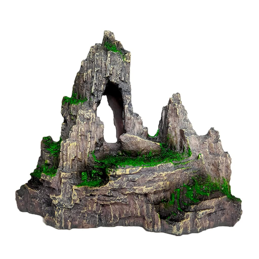 Decoración de rocalla artificial de resina para decoración de paisajismo, simulación de acuario, piedra de musgo, peces, accesorios de acuario vivo