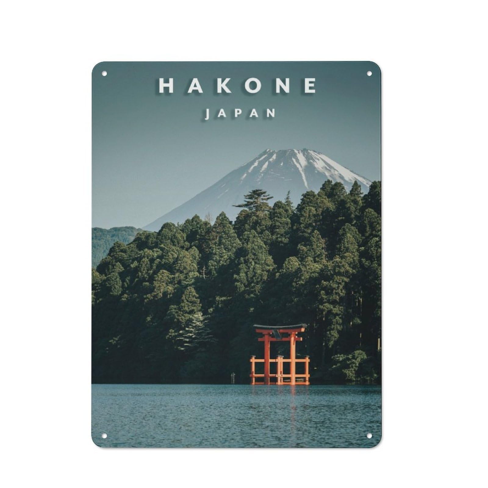 Junmoney Hakone Lake Vintage Printed Metal Sign 40X30cm For Workshop Wall, A Decorative Gift For A Newly Furnished Workshop