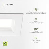 Vista 3 de ASD Iluminación LED empotrable cuadrada blanca de 4 pulgadas retrofit - 9W 709LM 2700/3000/3500/4000/5000K regulable seleccionable LED Downlight