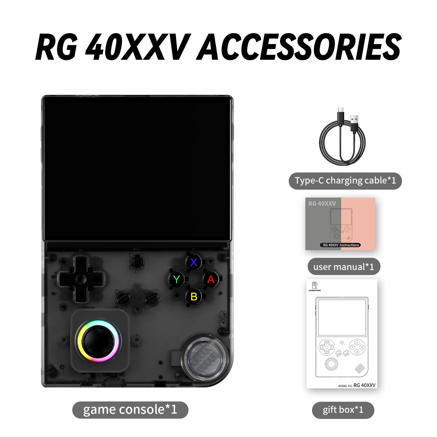 Console di gioco portatile retrò RG 40XXV Console di gioco retrò Console di gioco portatile Linux Sistema a 64 bit Schermo IPS da 4 pollici Cortex-A53 Supporta WiFi Bluetooth HDMI e uscita TV