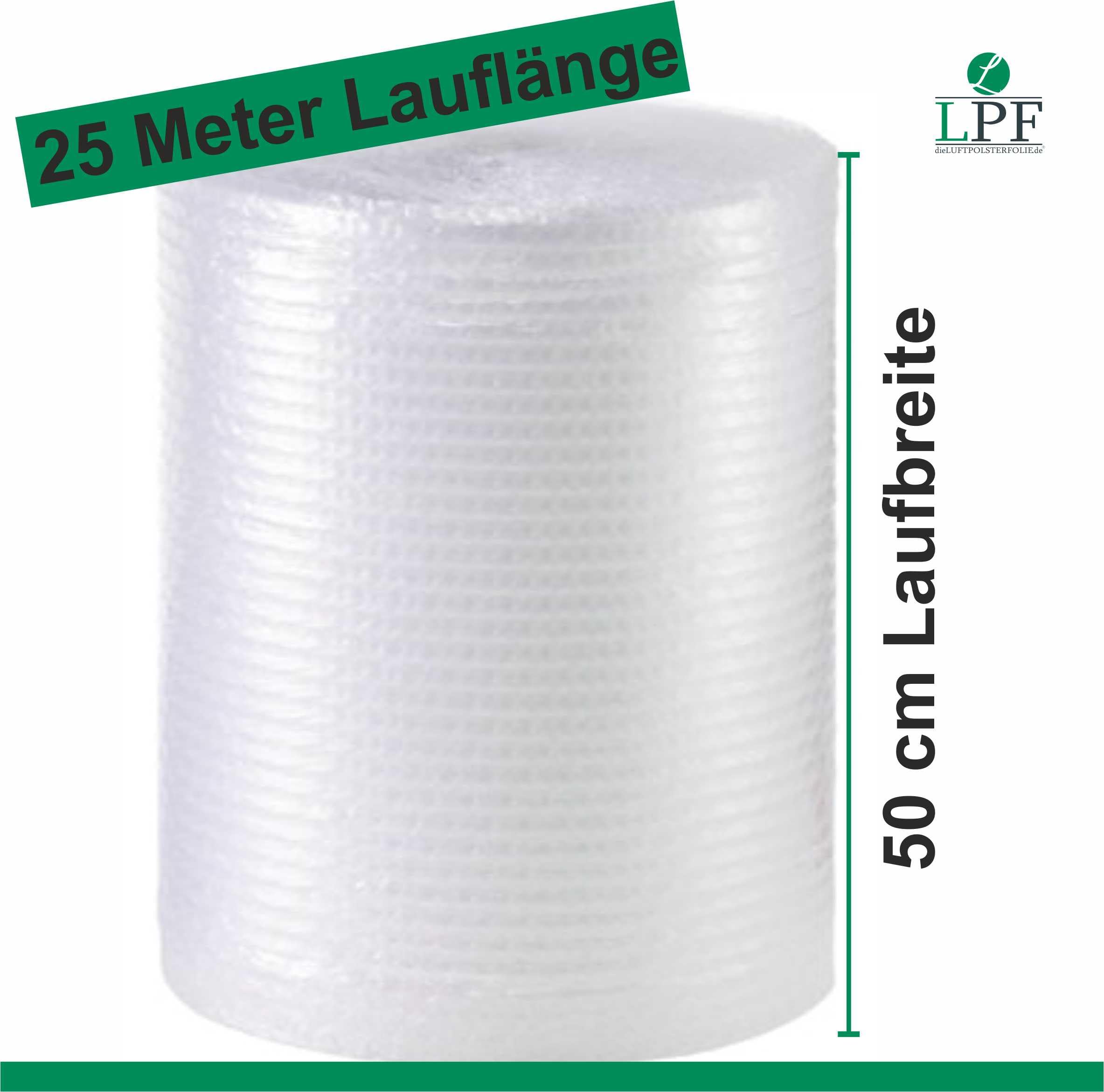 Luftpolsterfolie 50 cm x 25 m 100 my große Noppen Noppenfolie Verpackungsfolie Rolle Blisterfolie Umzug 0,5m Knallfolie Polstermaterial Transparent