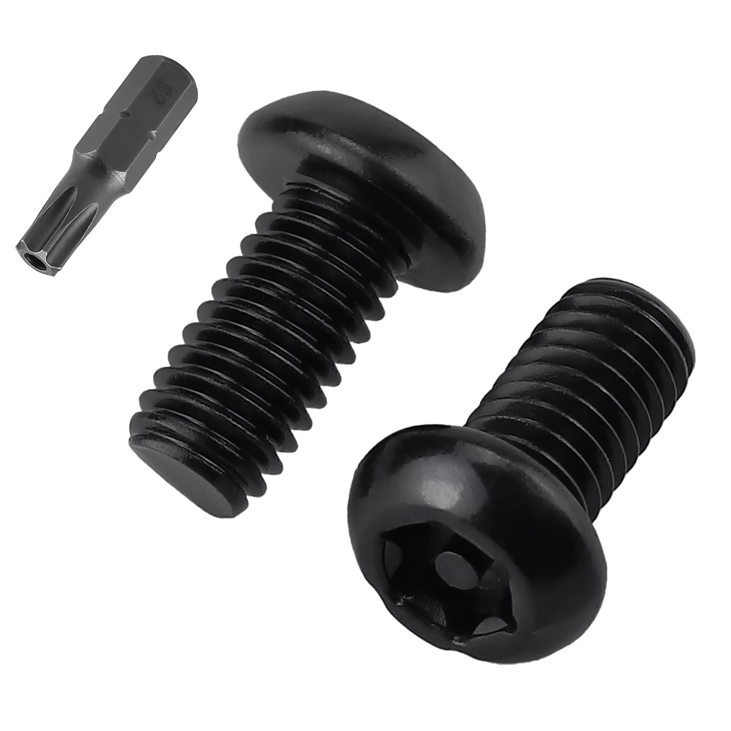 M3-0.5 x 6mm Torx Security Machine Screws Black, 304 Stainless Steel 18/8, Tamper Resistant, Button Head License Plate Screws, 200 pcs (Torx Bit Included)
