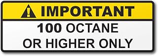 100 Octane or Higher Gas Gasoline Fuel Tank Printed Warning Label Sticker Decal (2)