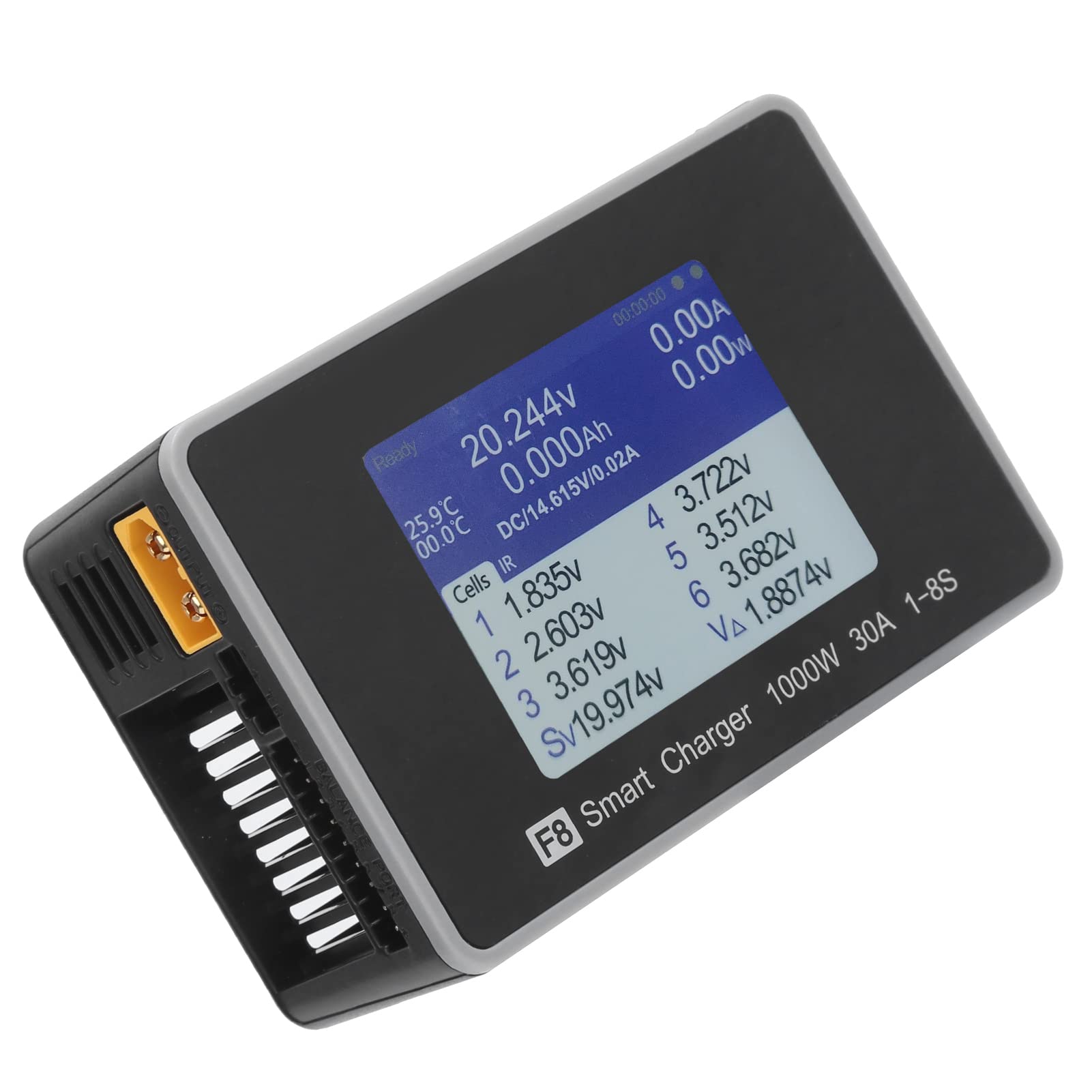 Changor Caricabatterie Intelligente F8 1000W 30A per Batterie LiPo Li-ion LiFe e NiMH Display LCD IPS da 2,4 Pollici