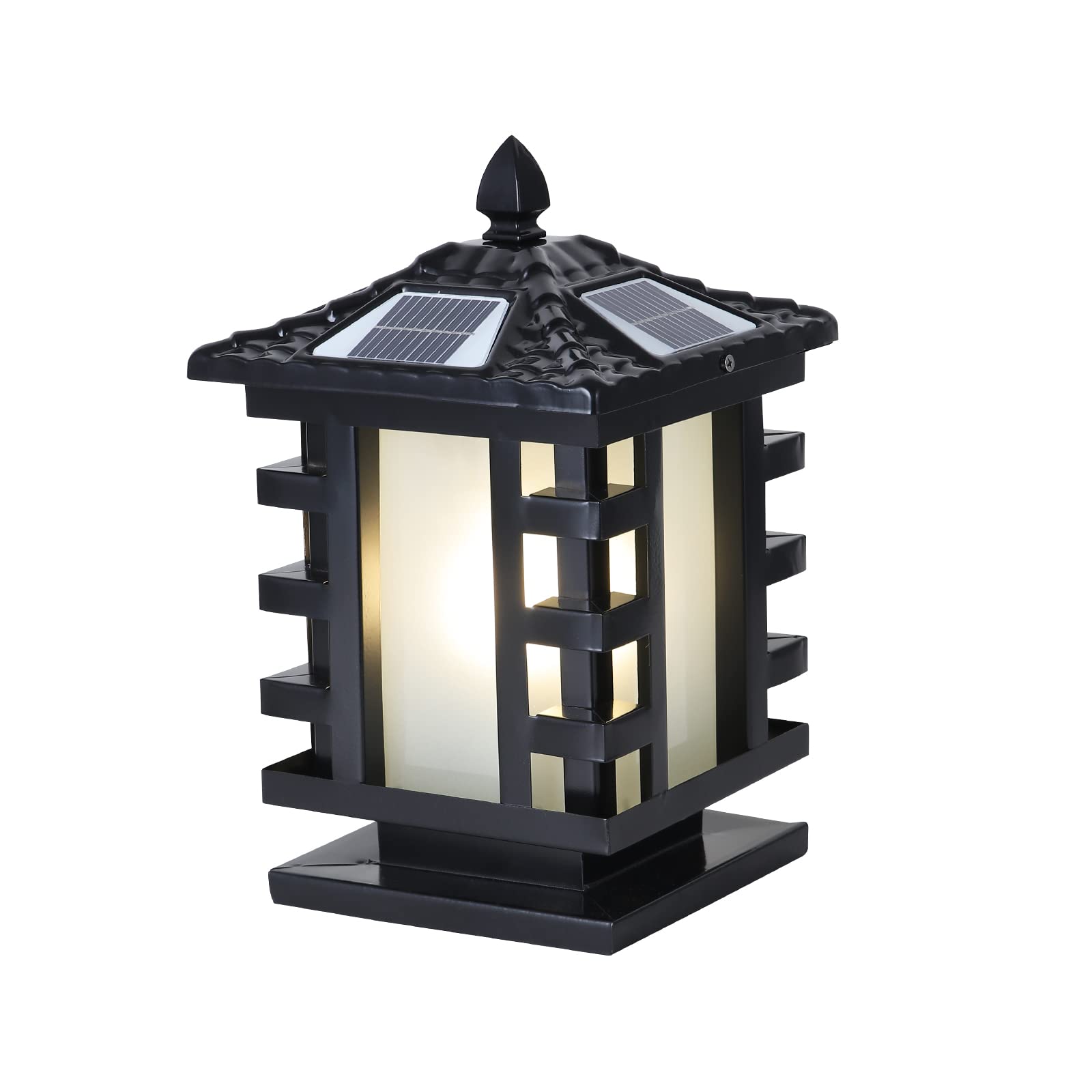Farolas Solares Exteriores Impermeables para Postes, Farolas De Columna, Luces Exteriores para Patios, Luces De Pilar De Aluminio con Control Remoto para Cercas, Terrazas Y Patios.