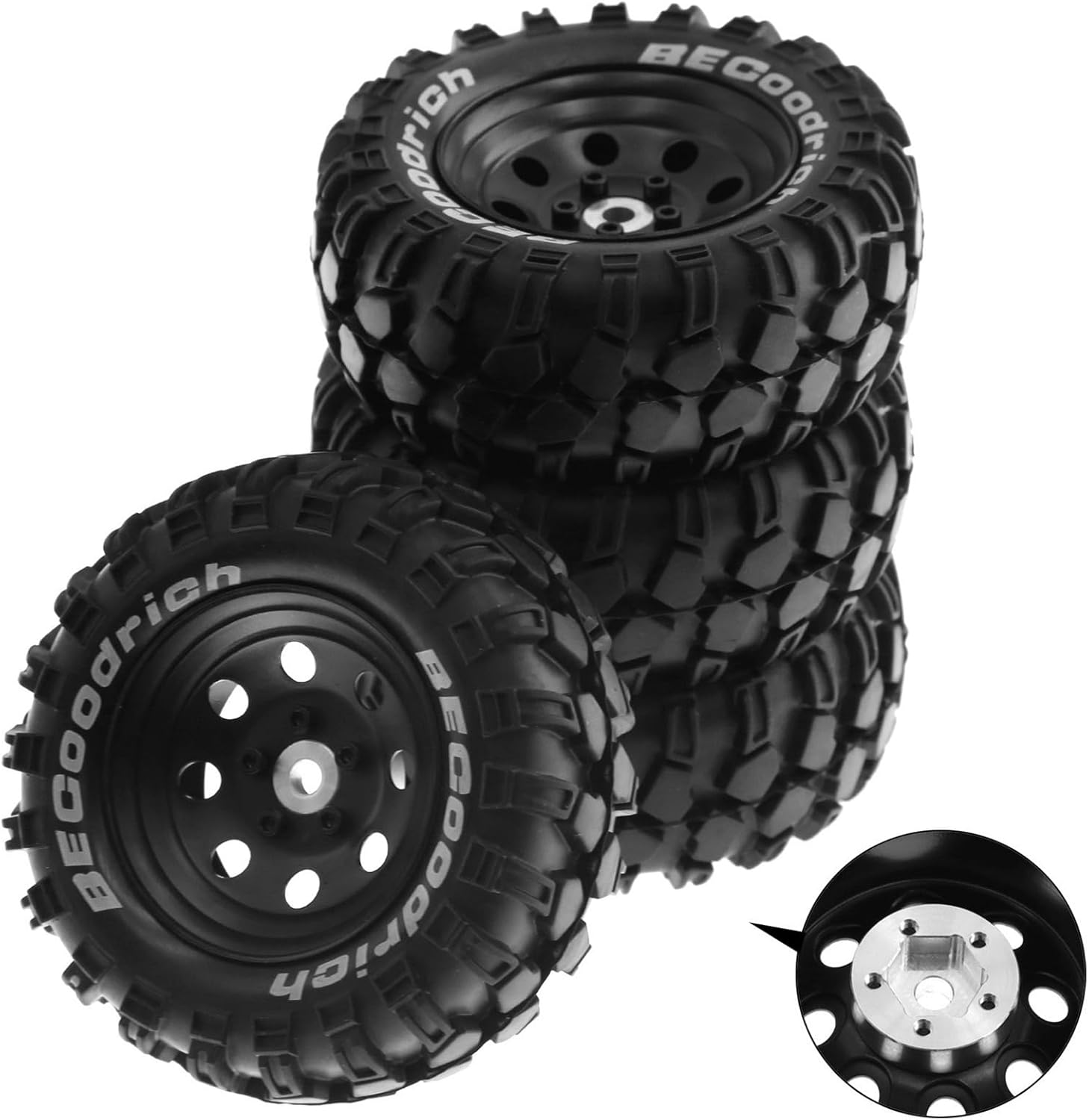 1.9 インチメタルホイールリムゴムタイヤ 8 本 1/10 RC クローラー 4 10 D90 4103 90046 FR4 FM