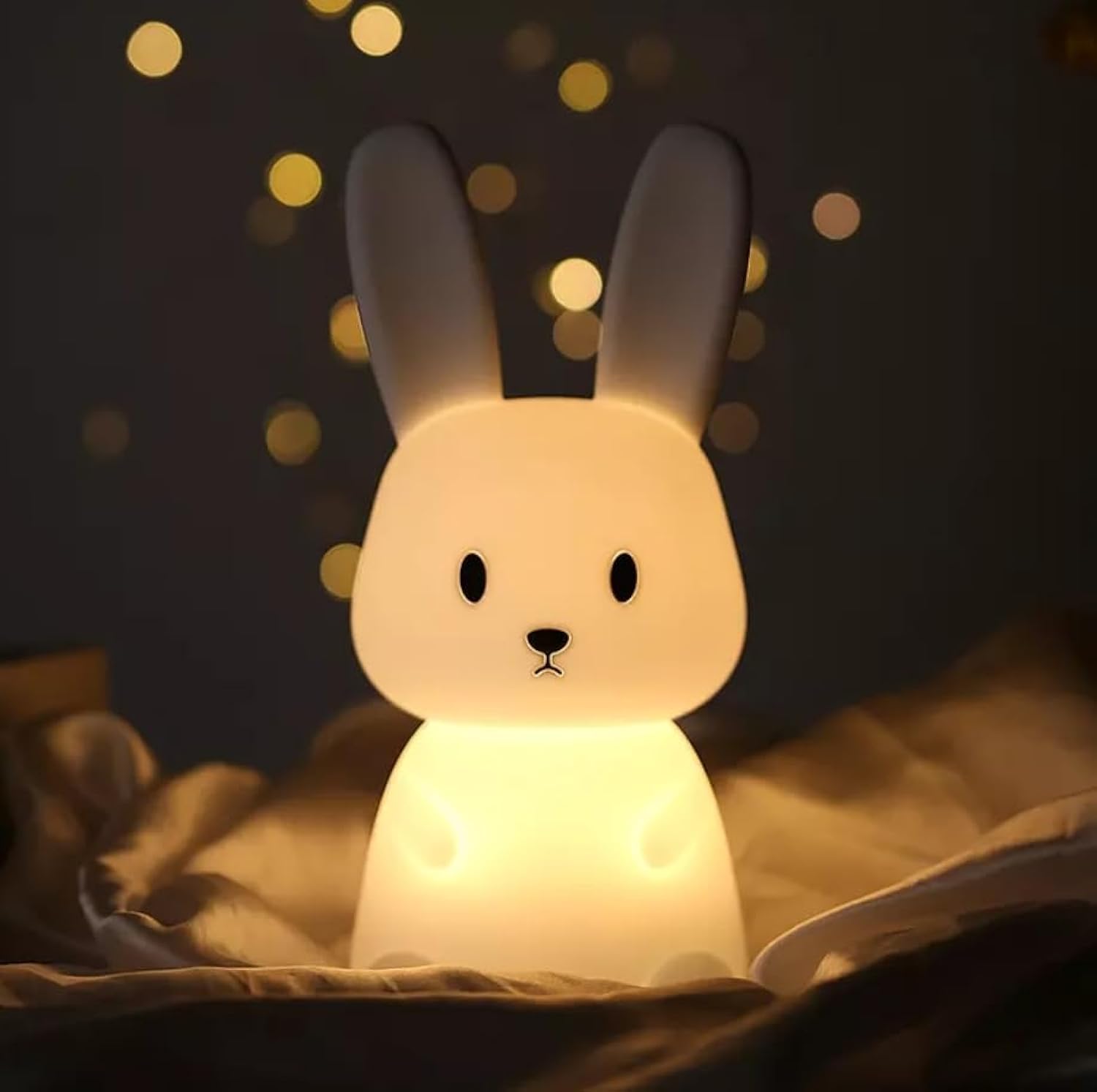 ELECDON Night Light for Kids, Cute Bunny Night Light Gifts for Kids Room Nursery Baby Bedroom Toddler Teen Girls Kawaii Room Decor, Rechargeable Silicone Bunny Cute Lamp with 3 Hours Timer&7 Colors