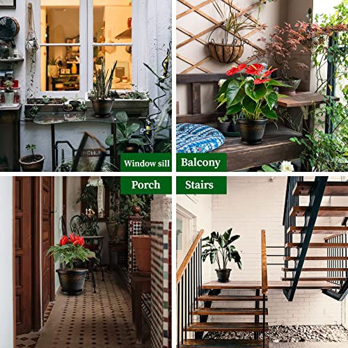 Iwelai Plastic Planter Pots, 8Pcs 8 Inch Planters Resin Planters Includes 4 Planters And 4 Trays Vintage Decorative Garden Containers With Drainage Hole Saucers For Indoor Outdoor Plant Decoration #TOP6