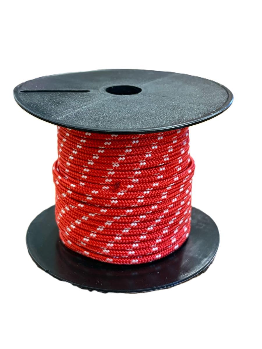 Westward Rope and Wire Braided Polyester Rope, 3mm x 20m, 16 Plait, UV Resistant, 150kg Break Load, Multiple Colours (Red (Yellow Fleck), 3mm x 20m)