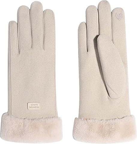 Guantes de invierno para mujer, guantes térmicos con forro polar, para pantalla táctil