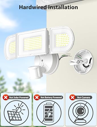 Olafus 180W Motion Sensor Outdoor Lights, 18000LM Ultra-Bright Dusk to Dawn LED Security Flood Light Wired, 6500K Daylight, IP65 Waterproof, for Yard/Garage/Driveway, White