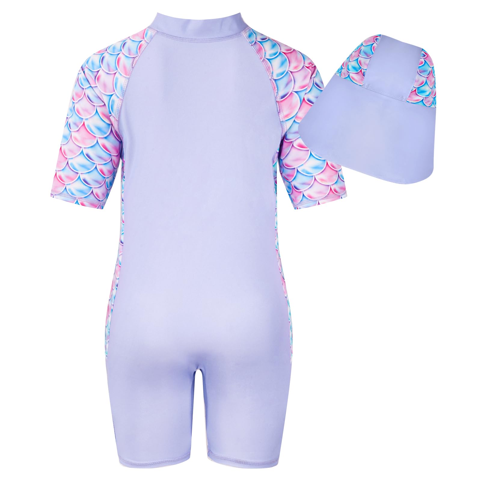 WYTbaby Maillot de bain une pièce pour fille - Manches longues - Anti-UV - Imprimé sirène - Maillot de bain pour enfant - Boxer pour fille de 4 à 9 ans