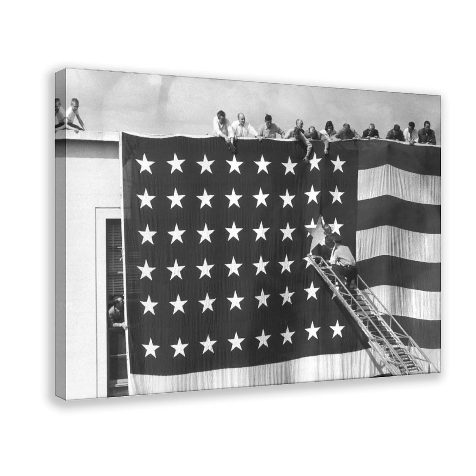 WCYB A 49th Star Was Added to The American Flag When Alaska Joined The Union, 1958 Prints Posters Canvas Deco Paintings Wall Art For Office Living Room Fra