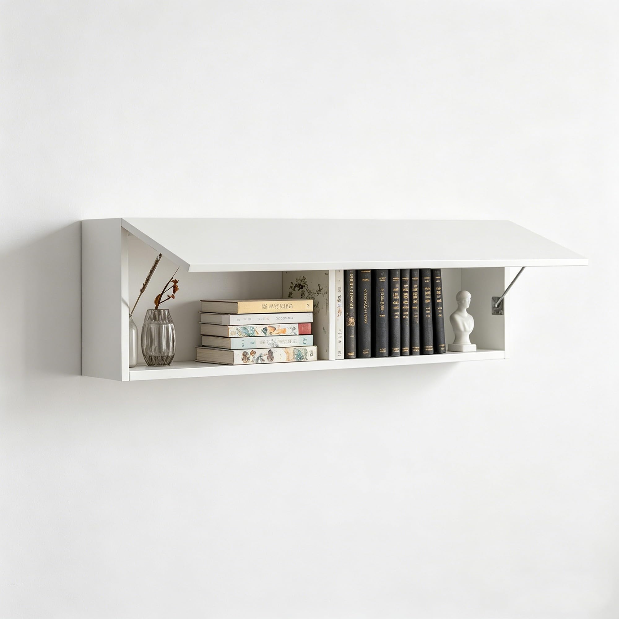 Etagere rangement mural pour manque de place meuble suspendu blanc 120cm