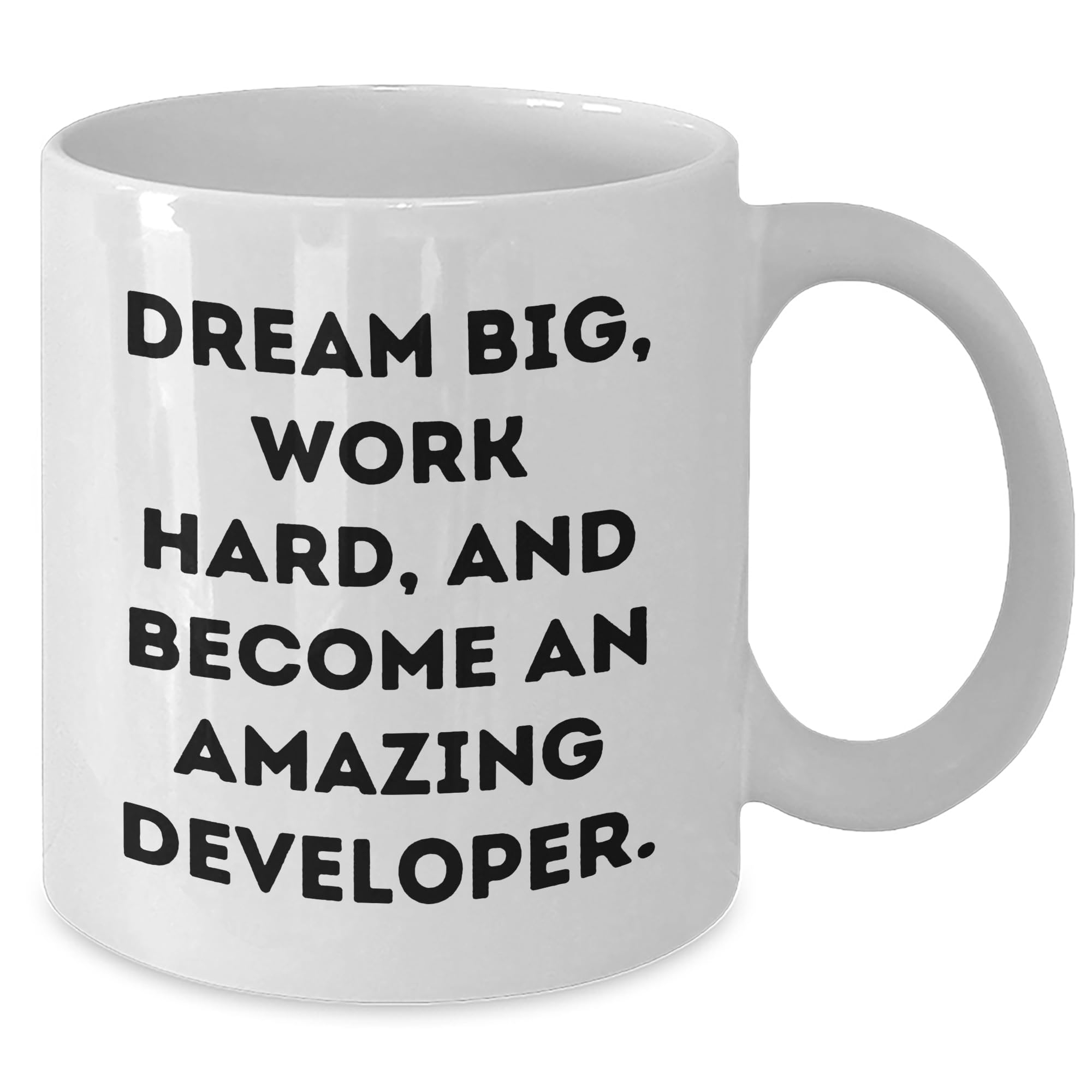Dream Big Work Hard Developer White Coffee Mug Funny Birthday Unique Gift from Family to Developer