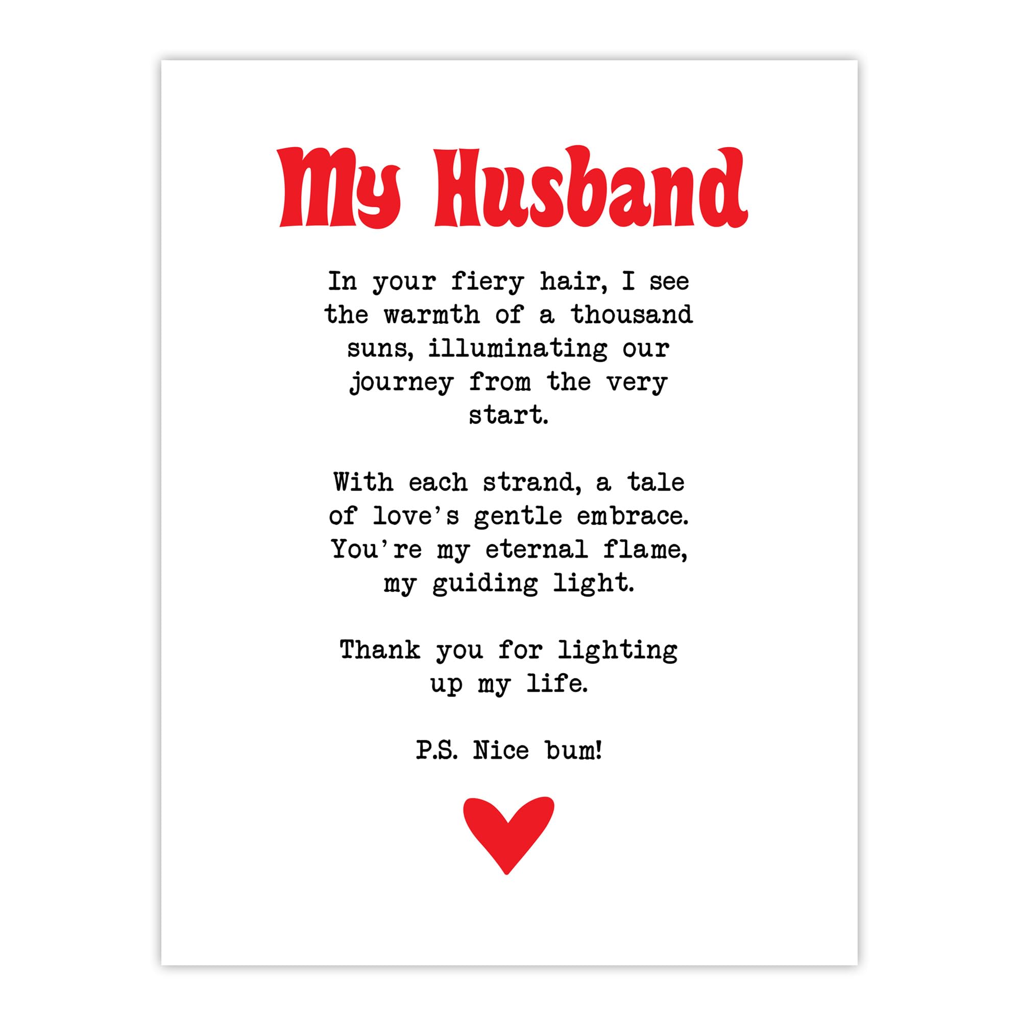 Artery8 Love Poem Ginger Husband Romantic Funny Bedroom Large Wall Art Poster Print Thick Paper 18X24 Inch
